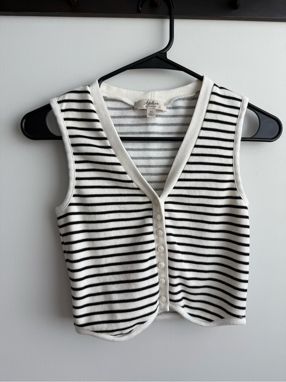Adler Striped Knit Button-Front Tank Top - White/Black